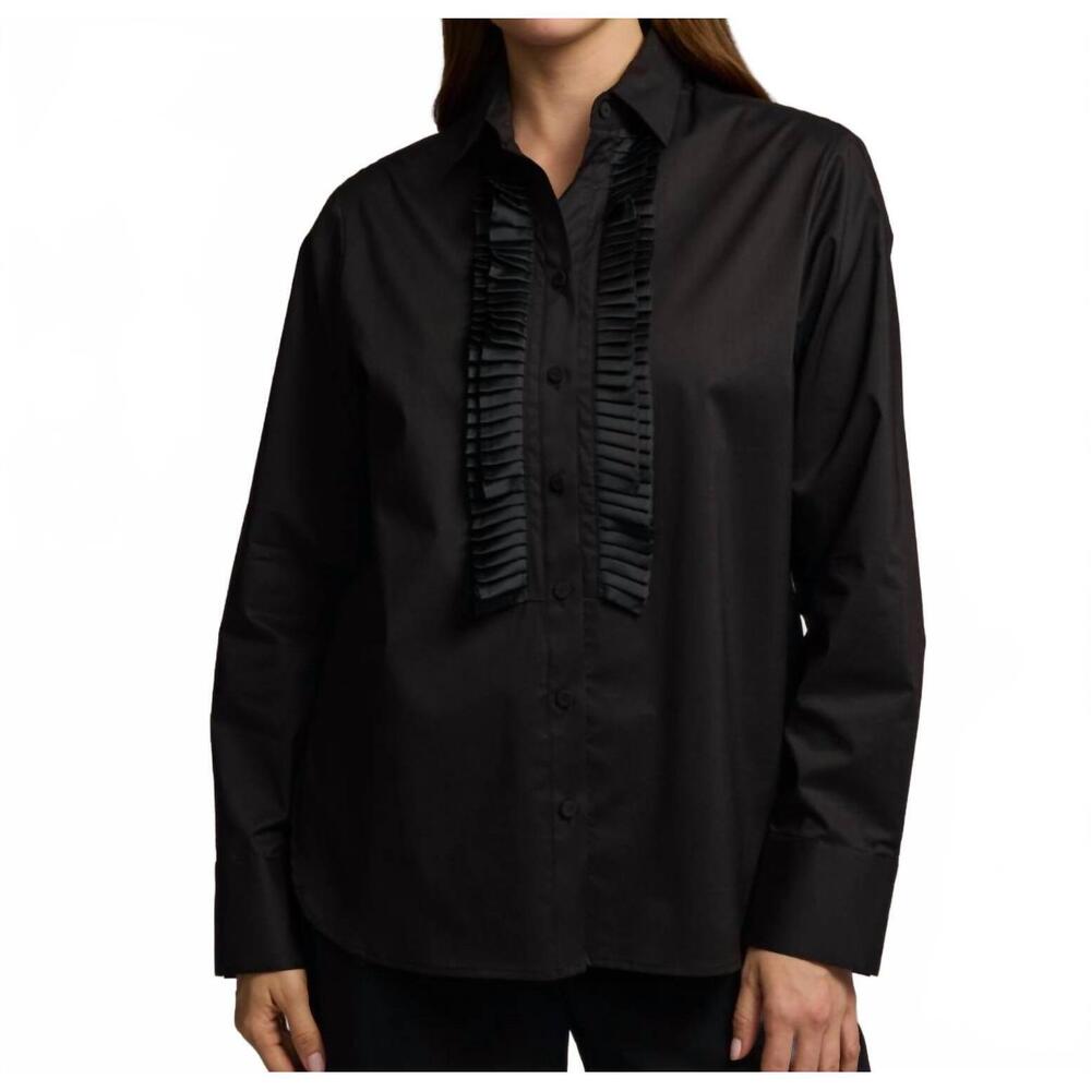 NEW HINSON WU tessi long sleeve blouse in black